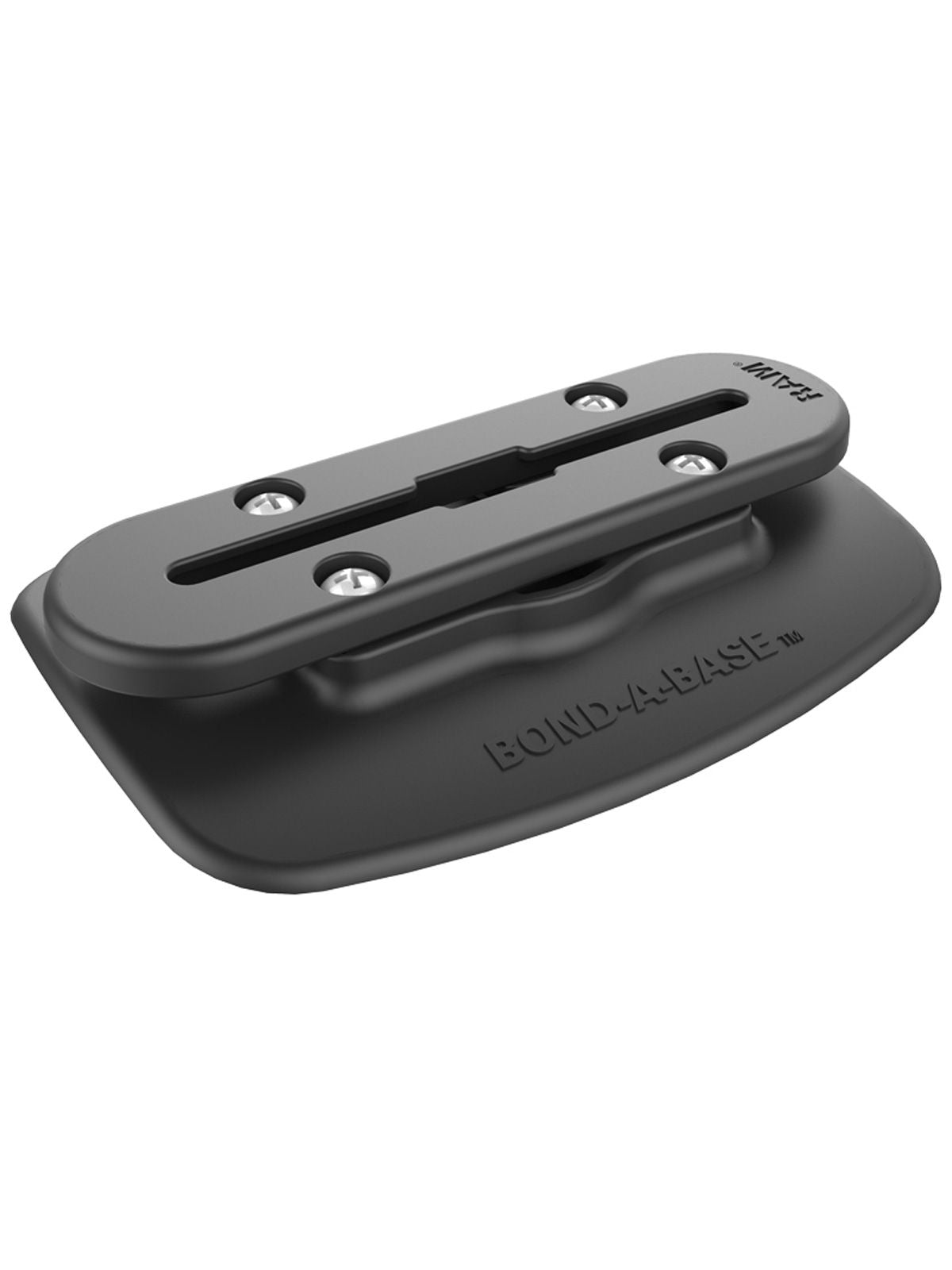 RAM Mounts Bond-A-Base Verbundstoff-Basis für Schlauchboote mit Tough-Track-Schiene - schwarz, inkl. doppelseitigem Klebeband, im Polybeutel – Produktansicht
