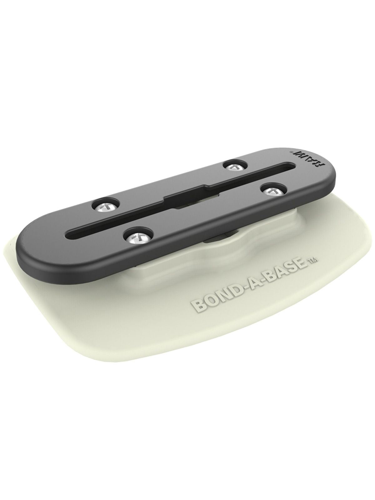 RAM Mounts Bond-A-Base Verbundstoff-Basis für Schlauchboote mit Tough-Track-Schiene - grau, inkl. doppelseitigem Klebeband, im Polybeutel – Produktansicht