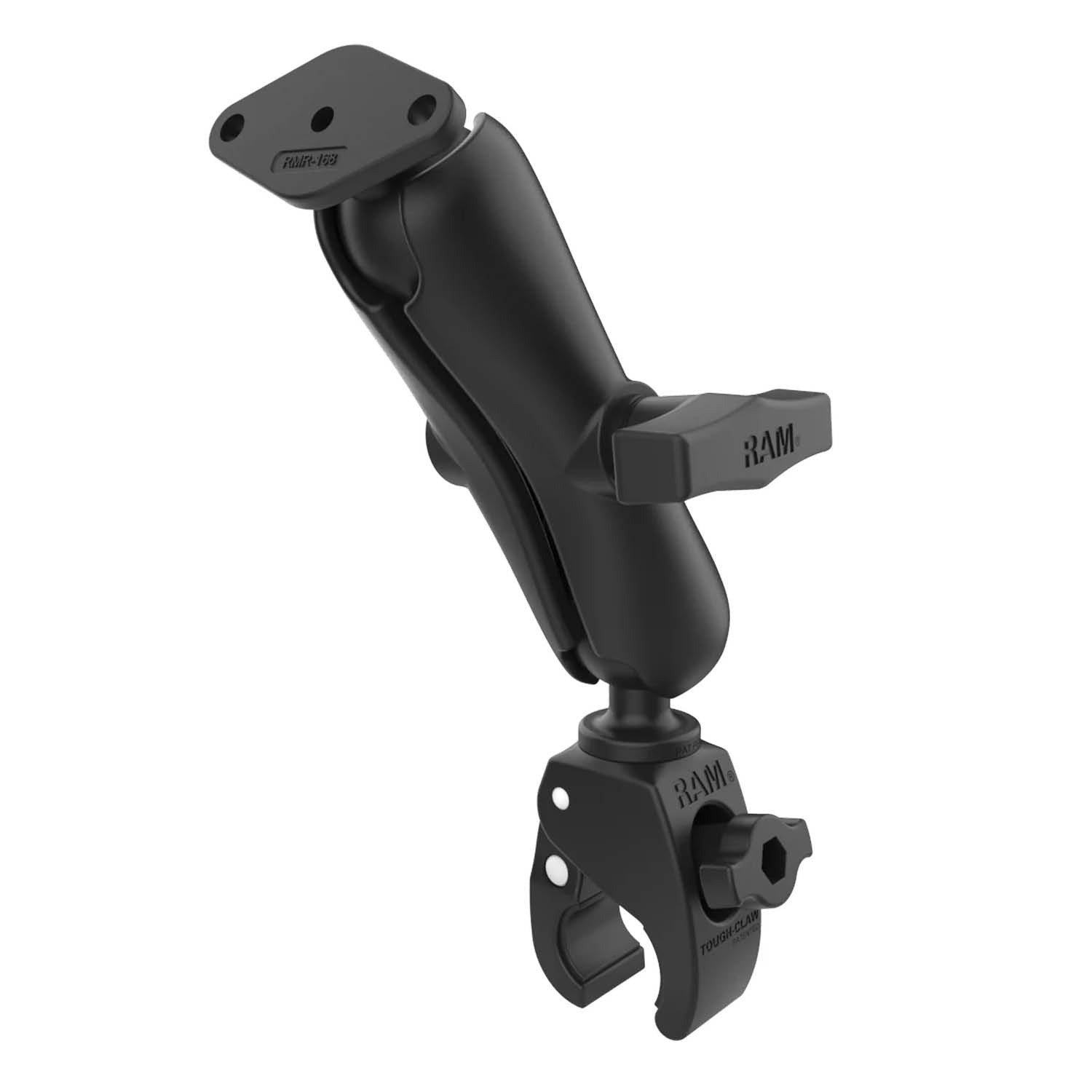 RAM Mounts Tough-Claw Set - C-Kugel (1,5 Zoll), Tough-Claw klein (Durchmesser 15,88-28,96 mm), mittlerer Verbindungsarm, 2-Loch AMPS – Produktansicht