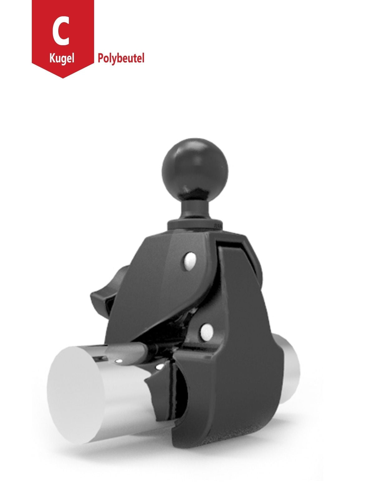 RAM Mounts Tough-Claw Halteklammer (groß) mit Feststellschraube - C-Kugel (1,5 Zoll), Durchmesser 25,4-55,9 mm – Produktansicht