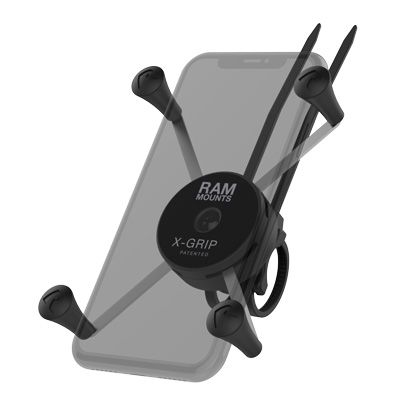 RAM Mounts X-Grip Lenker-Halterung mit Kabelbinder für Smartphones - Bis 114,3 mm Breite - Durchmesser von 12,07 mm bis 42,67 mm – Produktansicht