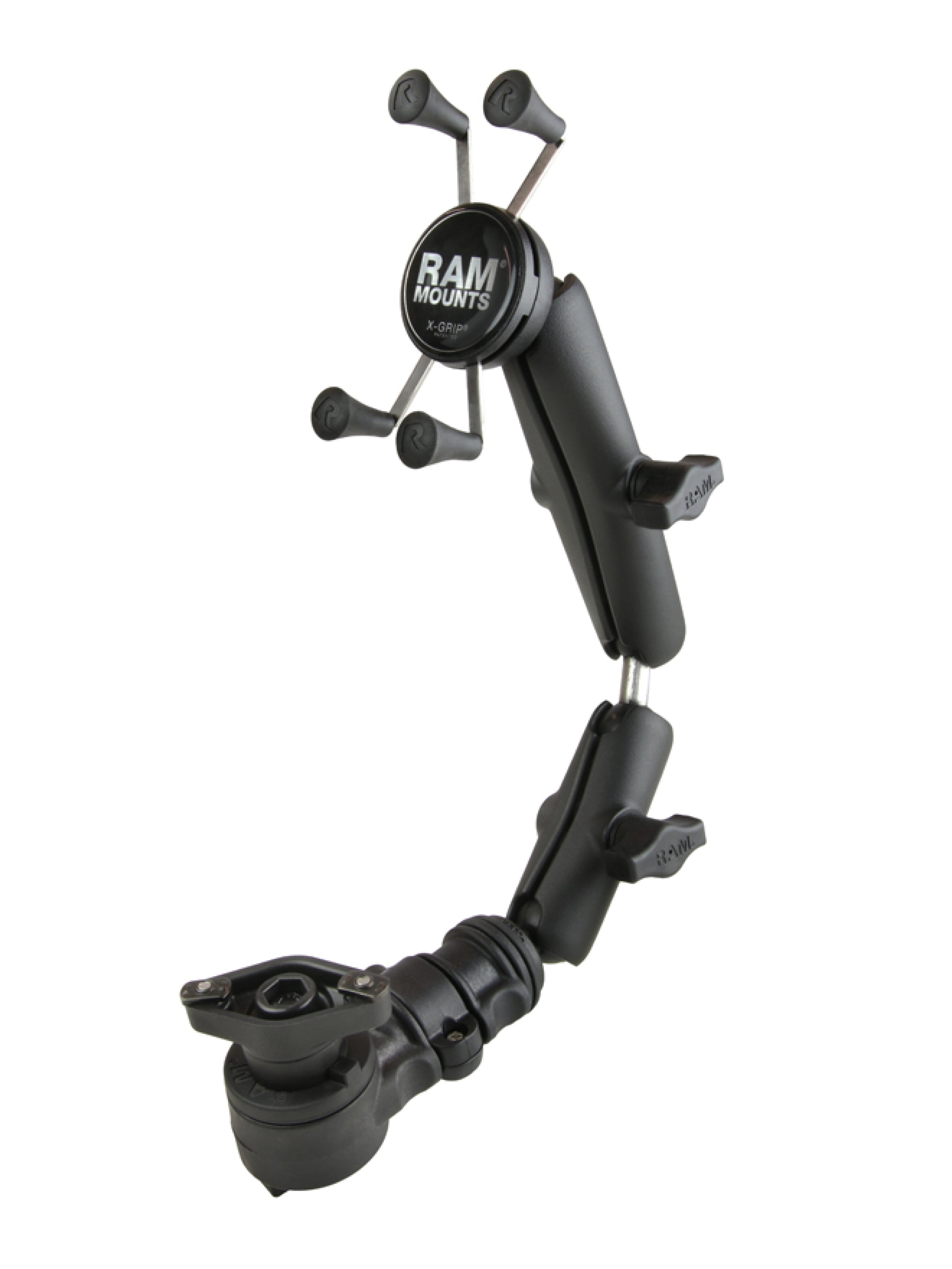 RAM Mounts X-Grip Universalhalterung für Rollstühle (Smartphones) - B-Kugel (1 Zoll) - Langer Verbindungsarm (ca. 231,90 mm) - Doppelkugel-Adapter - Mittlerer Verbindungsarm (ca. 94,74 mm) - Track Basis – Produktansicht