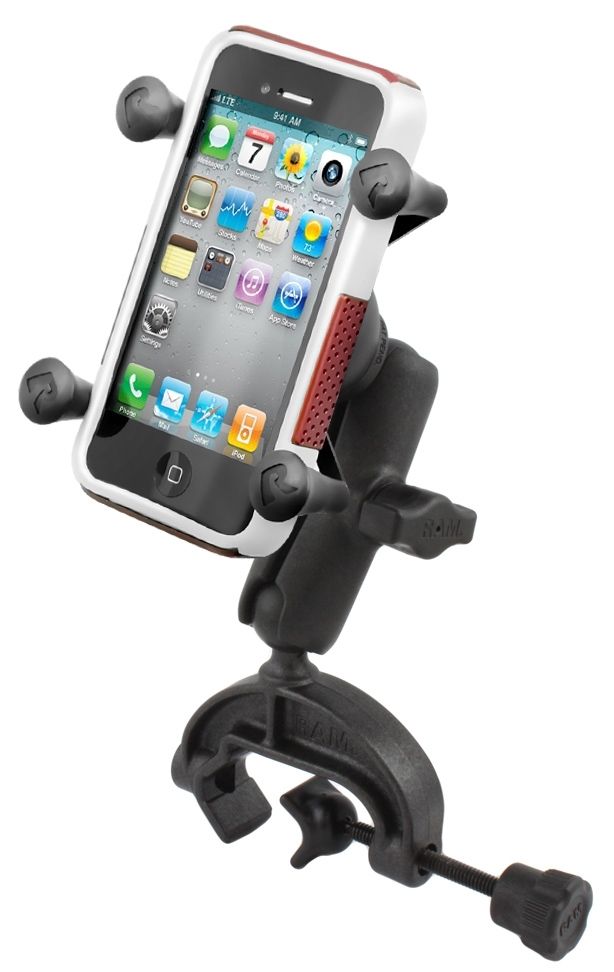 RAM Mounts X-Grip Luftfahrt-Halterung für Smartphones (Verbundstoff) - Bis 82,55 mm Breite - Mittlerer Verbindungsarm - Steuerhornklammer (Klemmbereich 15,87 mm - 31,75) - B-Kugel (1 Zoll) - Schrauben-Set – Produktansicht