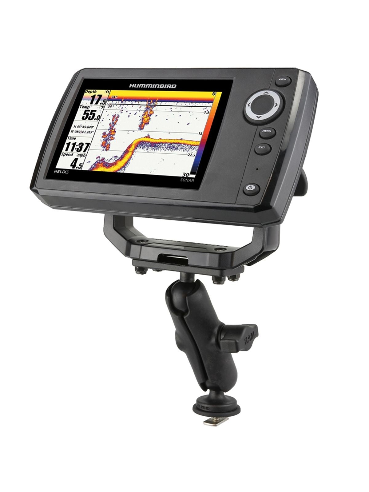 RAM Mounts Marine-Set für Tough-Track Schienen - Kugel mit T-Slot, mittlerer Verbindungsarm, Adapterplatte (1,5x3 Zoll), B-Kugel (1 Zoll), im Polybeut – Produktansicht