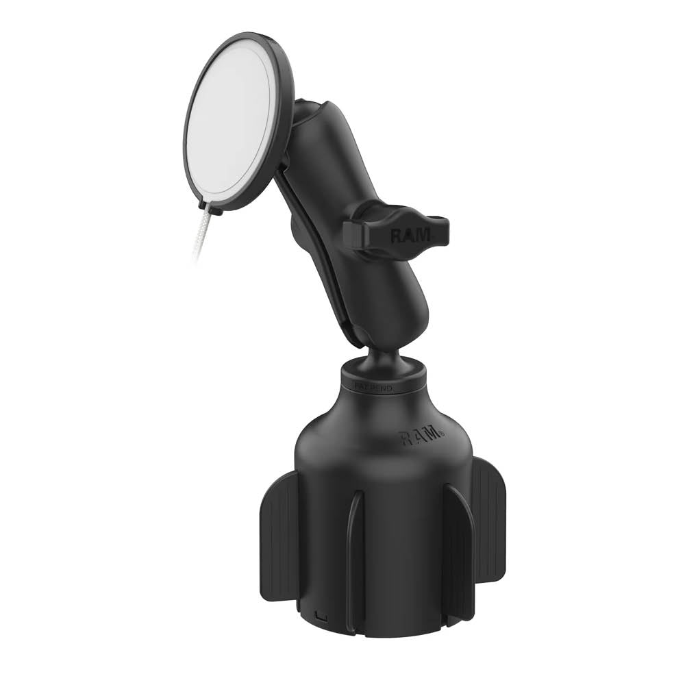RAM Mounts Fahrzeug-Halterung für Apple 25W MagSafe - B-Kugel (1 Zoll), Basis für Getränkehalter, mittlerer Verbindungsarm – Produktansicht