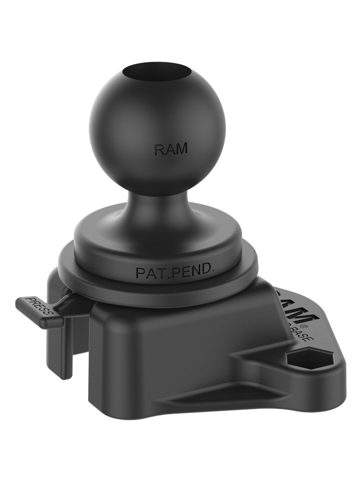 RAM Mounts Verbundstoff-Basis zum Festschrauben - B-Kugel (1 Zoll) mit T-Slot für Tough-Track Schienen, im Polybeutel – Produktansicht