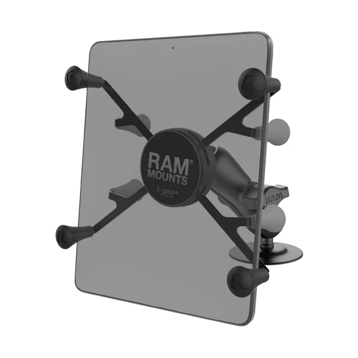 RAM Mounts X-Grip Aufbau-Klebehalterung für 7-8 Zoll Tablets (Verbundstoff) - Mittlerer Verbindungsarm - Runde Klebebasis - B-Kugel (1 Zoll) – Produktansicht