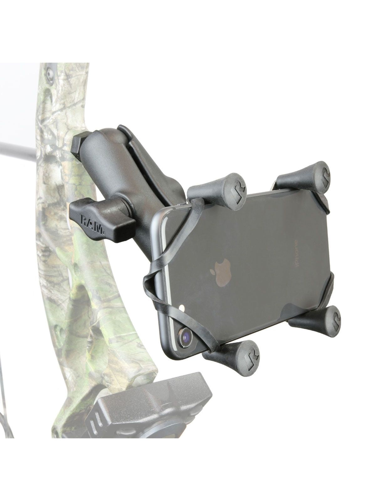 RAM Mounts X-Grip Halterung für Smartphones (Sportbogen) - Bis 82,55 mm Breite - Mittlerer Verbindungsarm - Tough-Ball Basis mit Gewindestift (5/16 Zoll - 24 X 0,375 Zoll) - B-Kugel (1 Zoll) – Produktansicht