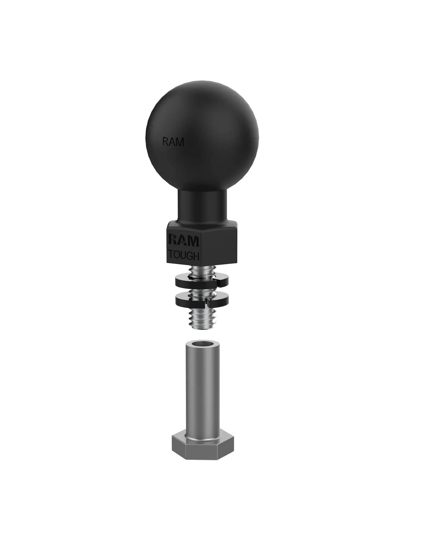 RAM Mounts Tough-Ball mit 1/4-20x0,625 Zoll Gewindestift - B-Kugel (1 Zoll), inkl. 2 Unterlegscheiben – Produktansicht