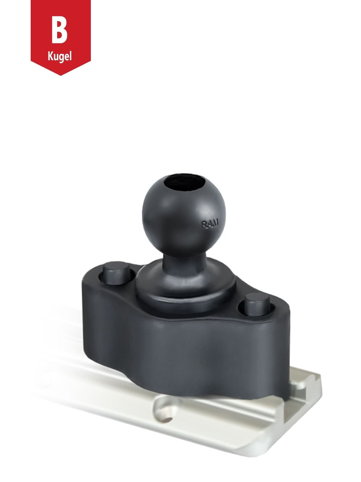 RAM Mounts Verbundstoff Basiskugel für Tough-Track Schienen - B-Kugel (1 Zoll), Quick-Release-System – Produktansicht