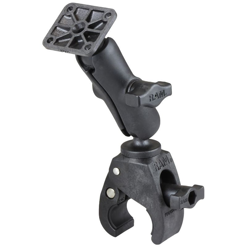 RAM Mounts Tough-Claw Set - B-Kugel (1 Zoll), Tough-Claw klein (Durchmesser 15,9-29,0 mm), mittlerer Verbindungsarm (ca. 90 mm), rechteckige Basisplatte (Verbundstoff) – Produktansicht
