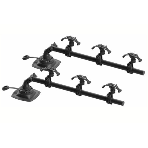 Set: 3 Fach Rutenhalter Ablage Rod Racks + 2 x Halterung (110x110mm) für Belly