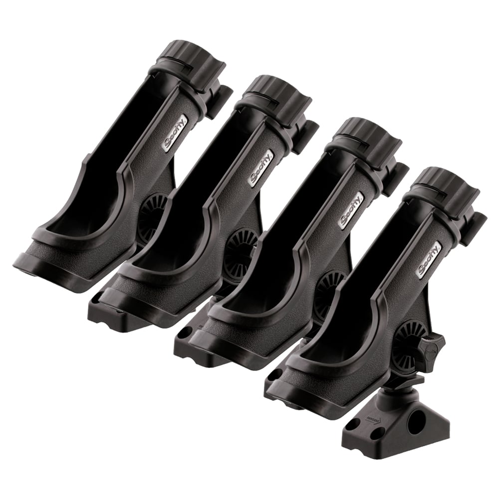 Scotty Powerlock Rod Holder, Black, w/ 0241 Side/Deck Mount, 4 pack – Produktansicht