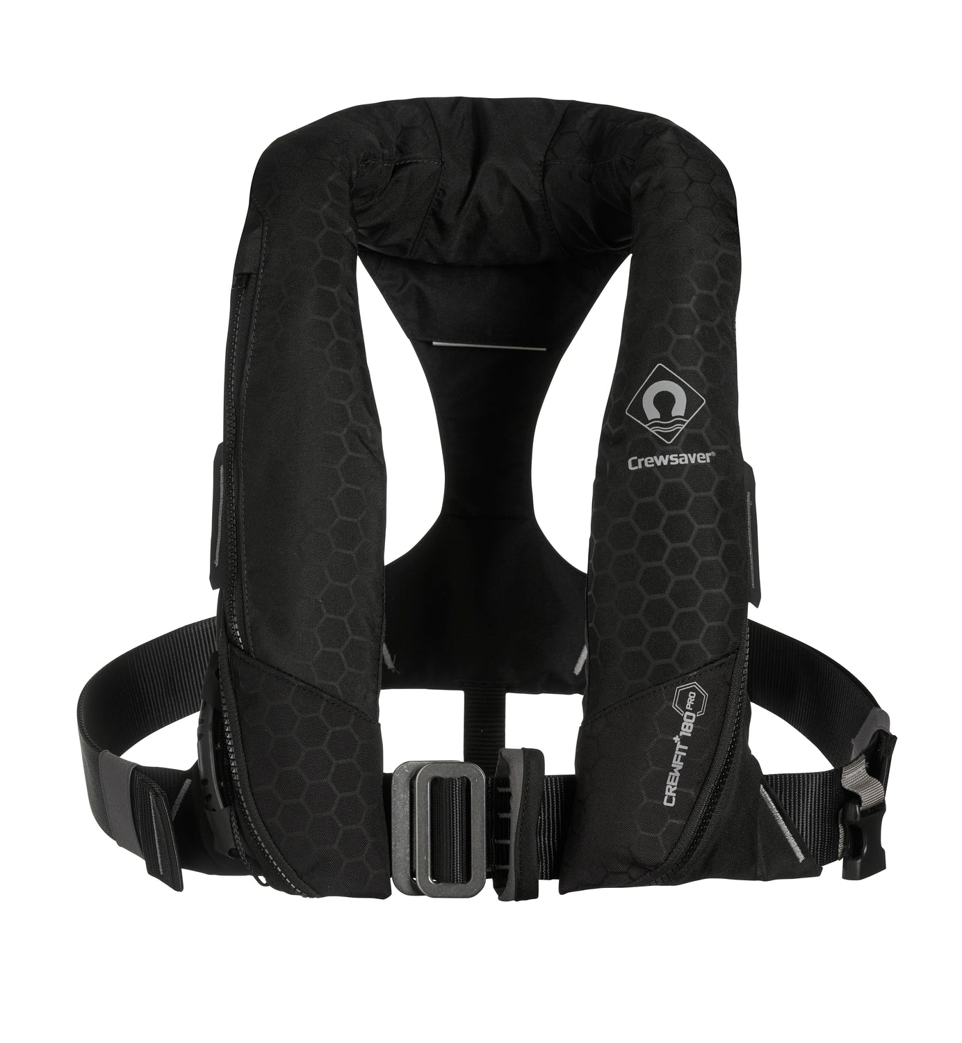 Crewsaver Crewfit+ 180N Automatik-Rettungsweste mit Harness, Beleuchtung und Spraycap für Erwachsene schwarz – Produktansicht
