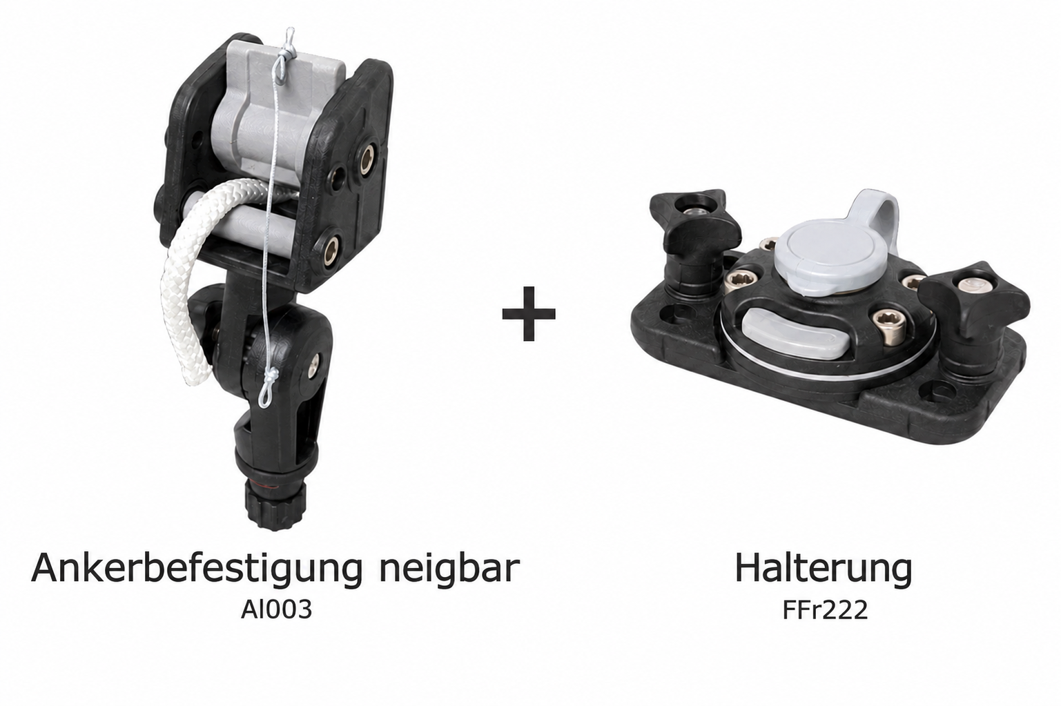 Set: Fasten Ankerbefestigung + Halterung [C-Shaped Basis] Horizontal Kajak neig.