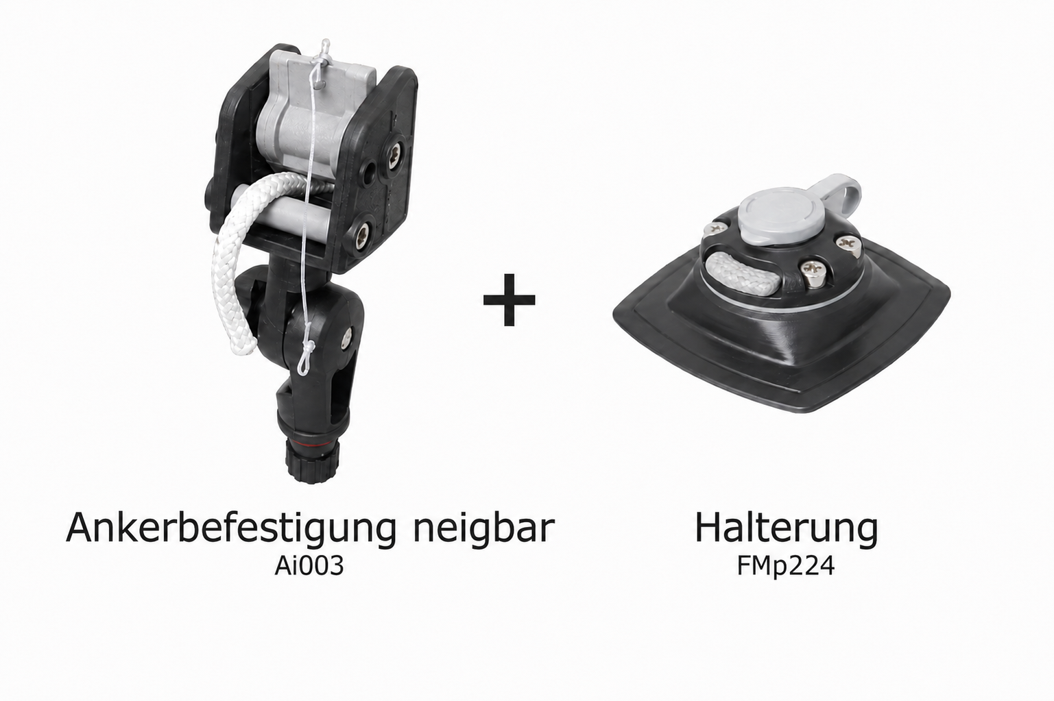 Set: Fasten Ankerbefestigung und Halterung [PVC Basis] (110 x 110 mm), PVC neigbar