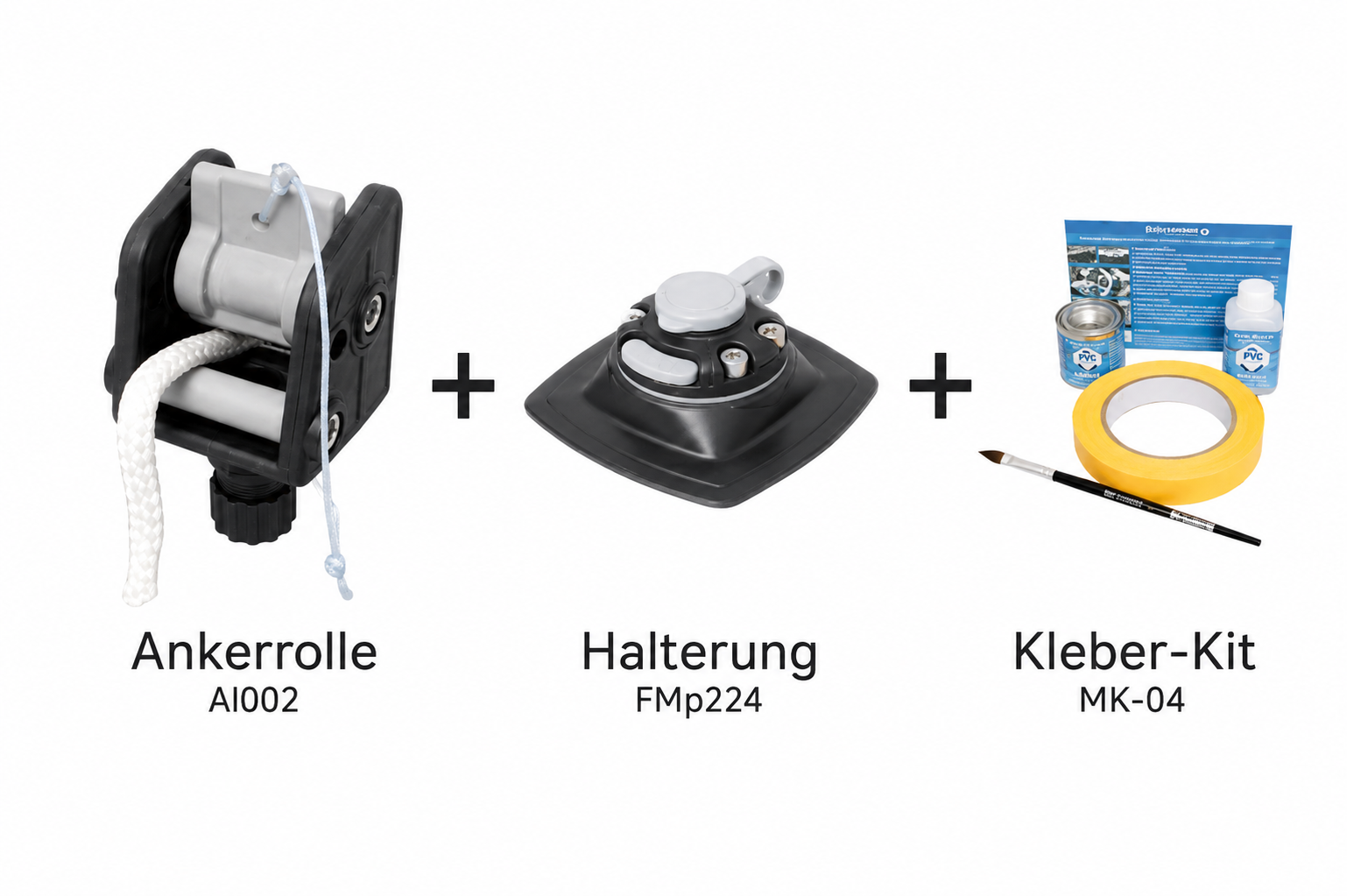 Set: Fasten Ankerbefestigung + Halterung [PVC Basis] (110x110 mm) + Kleber