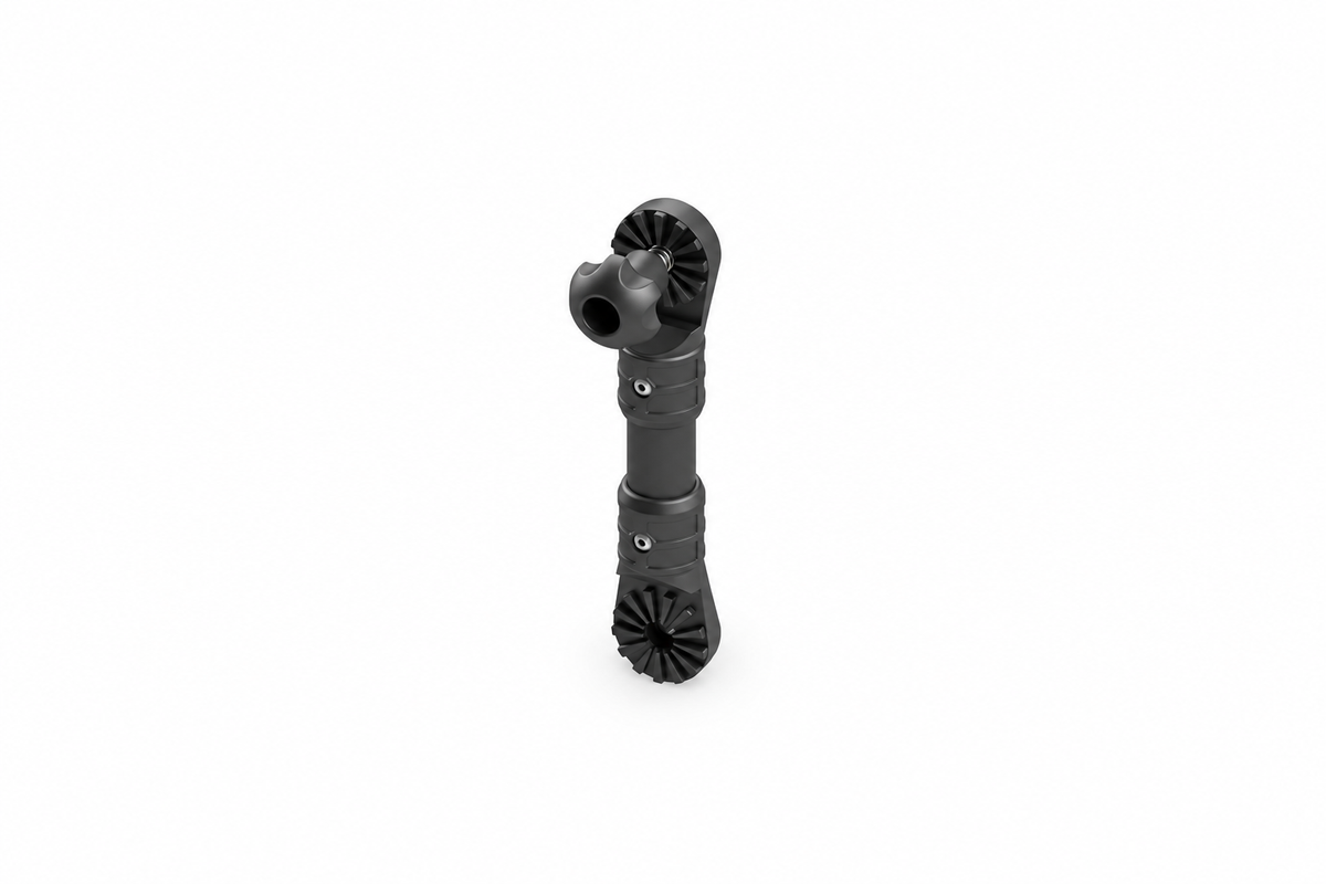 Fasten Stangen Verlängerung (160 mm) (Ø25) aus Aluminium – Schwarz, weißer Hintergrund