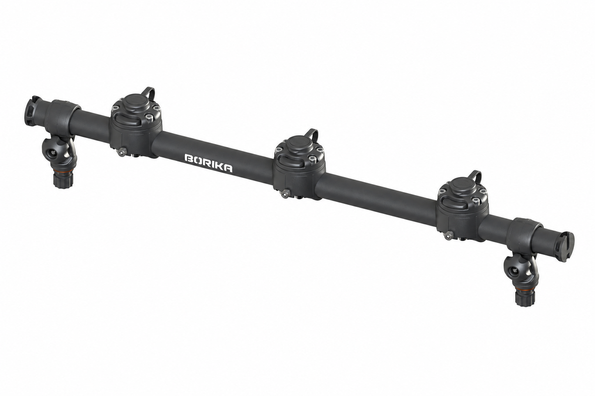 Fasten seitliche Reling für Bellyboote mit 3 x Halterungen (Länge: 700mm) – Schwarz/Schwarz, weißer Hintergrund