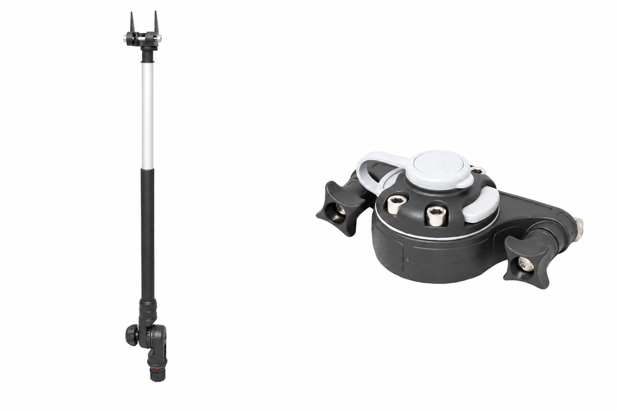 Set: Fasten Teleskop Geberstange + Halterung [C-Shaped Basis] Vertikal für Kajak – Schwarz, weißer Hintergrund