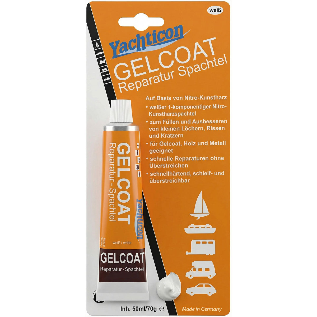 Yachticon Gelcoat Reparatur Spachtel – 70 g – Harze, Spachtel & Reparaturmaterial